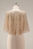 Sparkly Champagne Long Mermaid Sequins Mother of the Bride Dress with Pockets