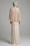 Mermaid Ivory Beaded Sparkly Long Mother of the Bride Dress