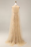 Sparkly Champagne Halter Mermaid Sequins Long Evening Dress
