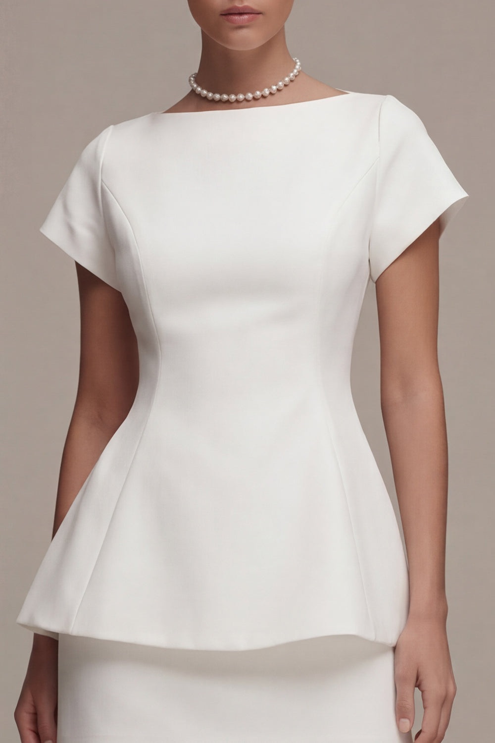 ZAPAKA Women Bodycon Little White Dress Cap Sleeves Bateau Neck