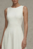 White Round Neck Sleeveless A Line Engagement Dress