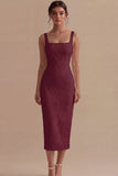 White Square Neck Jacquard Sheath Engagement Dress