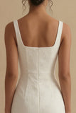 Square Neck Jacquard White Mermaid Midi Engagement Dress