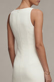 Bateau Neck Lace White Midi Engagement Dress