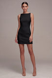 Bateau Neck Satin Bodycon Little White Dress
