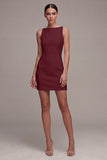 Bateau Neck Satin Bodycon Little White Dress