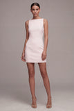 Bateau Neck Satin Bodycon Little White Dress