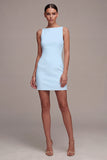 Bateau Neck Satin Bodycon Little White Dress