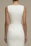 White Bodycon Bateau Neck Lace Midi Dress