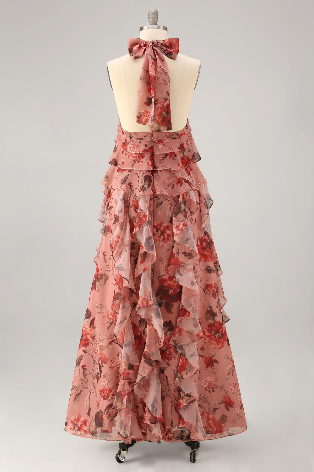 Zapaka Women Dusty Rose Floral Maxi Dress Halter A Line Ruffled Wedding Guest Dress ZAPAKA Zapaka Women Dusty Rose Floral Maxi Dress Halter A Line Ruffled Wedding Guest Dress ZAPAKA
