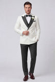 3 Piece Black Double Breasted Peak Lapel Men's Prom Suits