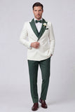 Double Breasted 3 Piece Black Peak Lapel Men's Prom Suits