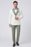 Double Breasted 3 Piece Black Peak Lapel Men's Prom Suits