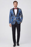Black 2-piece Shawl Lapel One Button Jacquard Men's Prom Suits