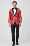 Black 2-piece Shawl Lapel One Button Jacquard Men's Prom Suits