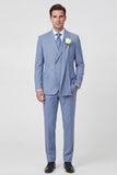 Light Blue Shawl Lapel Single Breasted 2-Piece Men's Wedding Suits