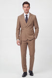 2 Piece Brown One Button Notch Lapel Men's Suits