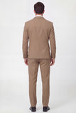 2 Piece Brown One Button Notch Lapel Men's Suits