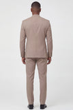 Beige Double Breasted 2-piece Men's Formal Suits