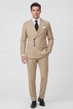2 Piece Khaki Single Breasted Peak Lapel Men's Suits