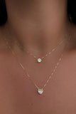 Golden Plated Chain Layering Choker with Round Solitaire for Women