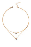 Golden Plated Chain Layering Choker with Round Solitaire for Women