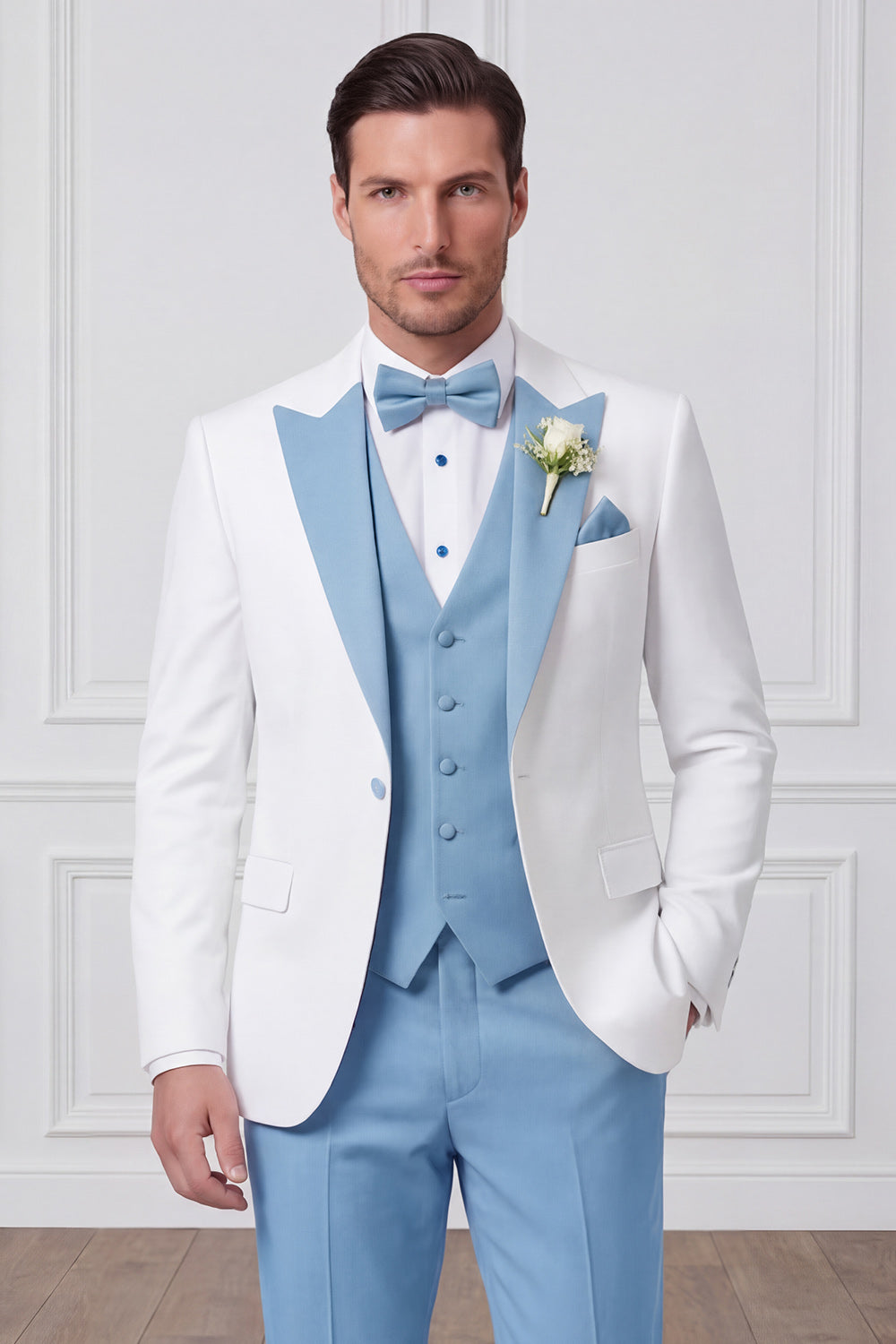 Prom Basic Suit ZAPAKA Men 3 Piece Black Men's Prom Suits One Button Peak Lapel Men's ...
