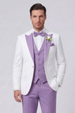 3 Piece Peak Lapel Sage One Button Men's Wedding Suits