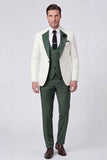 Dark Green 3 Piece Shawl Lapel One Button Men's Prom Suits