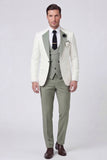 Dark Green 3 Piece Shawl Lapel One Button Men's Prom Suits