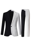 Black and White Notched Lapel Single Breasted Men's Formal Suits