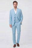 Blue Notched Lapel Single Breasted Men's Wedding Suits