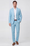 Blue Notched Lapel Single Breasted Men's Wedding Suits