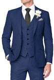 Blue Notched Lapel Single Breasted Men's Wedding Suits
