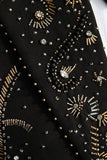 Black One Button Peaked Lapel Beaded Men's Blazer
