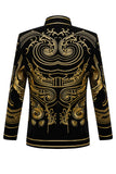 Green Open Front Geometric Embroidered Men's Blazer