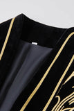 Green Open Front Geometric Embroidered Men's Blazer
