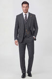 Dark Grey Notched Lapel Single Breasted 3-Piece Men's Wedding Suits
