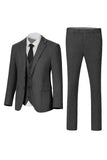 Dark Grey Notched Lapel Single Breasted 3-Piece Men's Wedding Suits