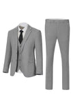 Dark Grey Notched Lapel Single Breasted 3-Piece Men's Wedding Suits
