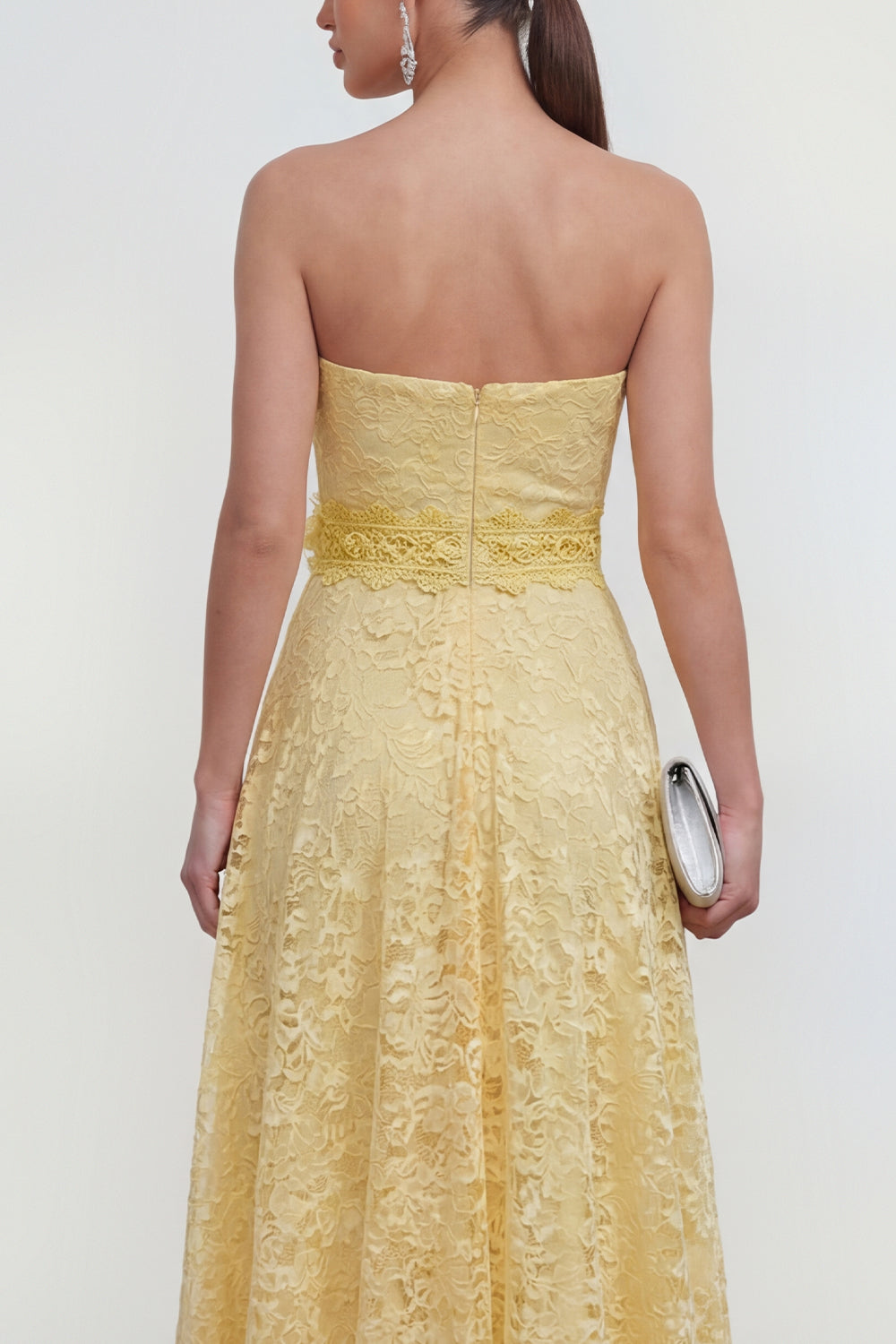 Zapaka Women Yellow Long Lace Wedding Guest Dress with 3D Flower Sweetheart Ruched A Line Formal Dress, Yellow / US2 Zapaka Women Yellow Long Lace Wedding Guest Dress with 3D Flower Sweetheart Ruched A Line Formal Dress, Yellow / US2