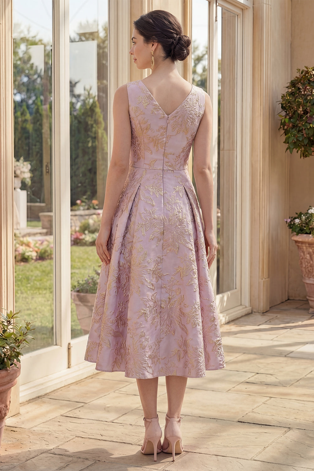 lilac bridesmaid dresses midi Square Neck Satin Midi Dress with Full Skirt & Flower Sash