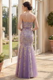 Dusty Lilac Jacquard Mermaid Strapless Floral Maxi Dress