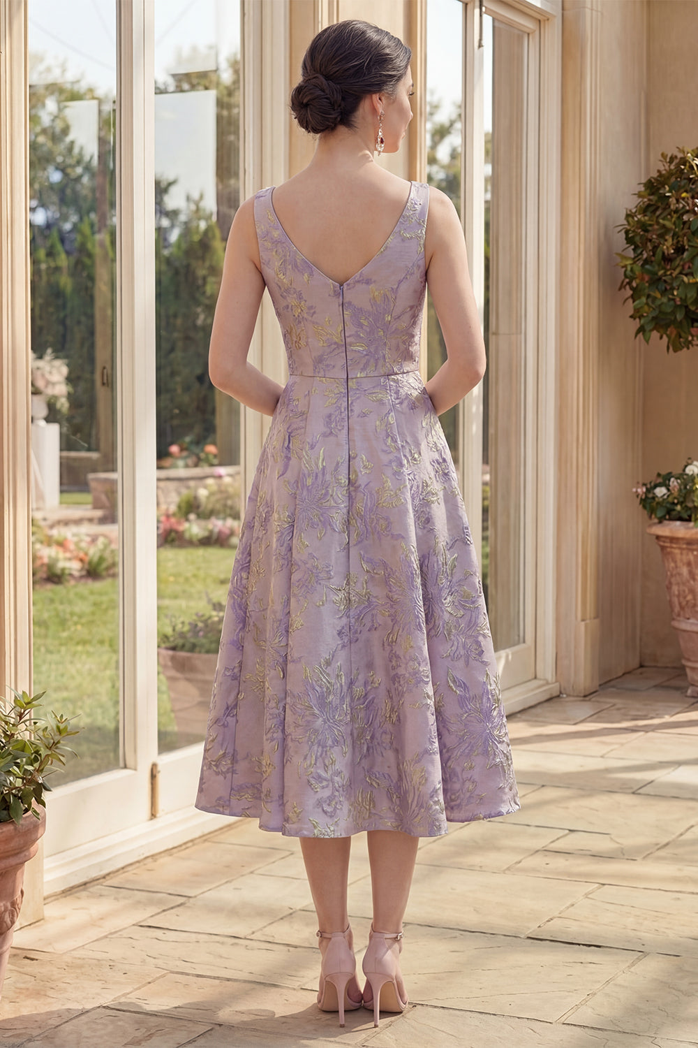 Zapaka Women Dusty Lilac Maxi Jacquard Wedding Guest Dress Boat Neck A Line Floral Formal Dress, Dusty Lilac / US26W Zapaka Women Dusty Lilac Maxi Jacquard Wedding Guest Dress Boat Neck A Line Floral Formal Dress, Dusty Lilac / US26W