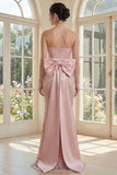 Blush Mermaid Sequin Strapless Corset Maxi Dress with Bow