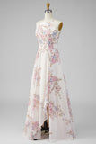 A Line Halter Apricot Floral Ruffled Open Back Beach Maxi Dress with Slit