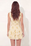 A-Line Mini Yellow Floral V-Neck Graduation Dress with Ruffles