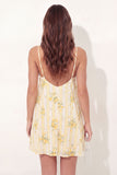 A-Line Yellow Spaghetti Straps Floral Mini Graduation Dress