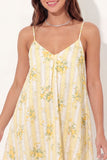 A-Line Yellow Spaghetti Straps Floral Mini Graduation Dress