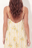 A-Line Yellow Spaghetti Straps Floral Mini Graduation Dress